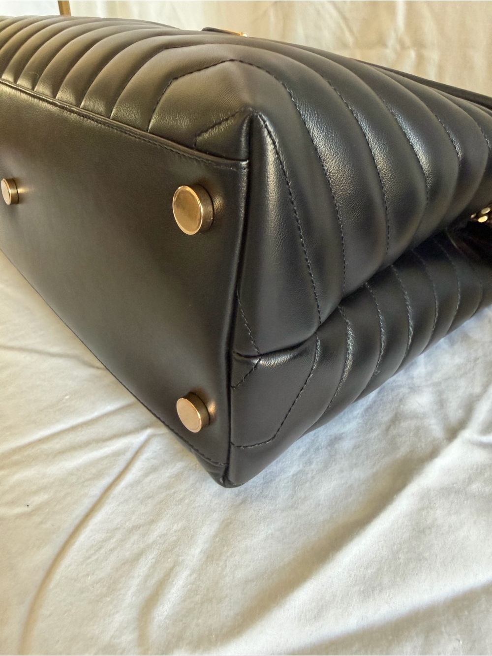 Saint Laurent Calfskin Y Quilted Monogram Large Loulou Chain Satchel Black - Picture 7 of 10